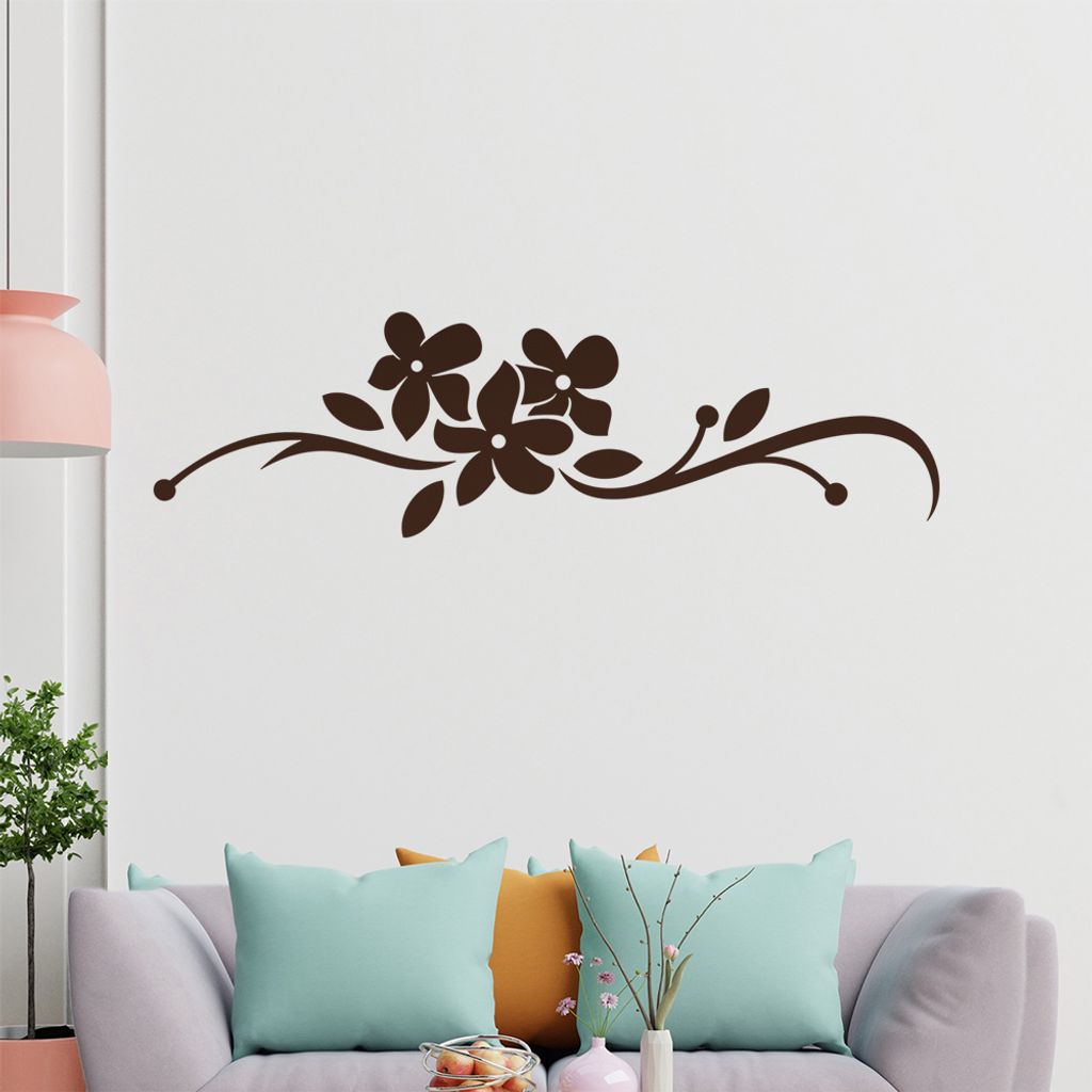 Blumen - Linien Wandtattoo in 6 Größen - Wandaufkleber Wall Sticker - Dekoration, Küche, Wohnzimmer, Schlafzimmer, Badezimmer