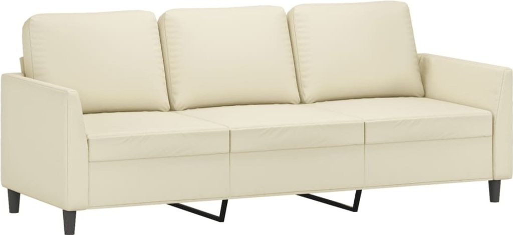 3-Sitzer-Sofa Creme 180 cm Kunstleder