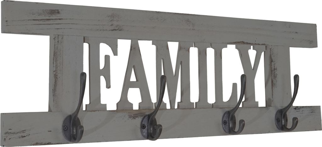 Wandgarderobe HWC-C60 Family, Garderobe Garderobenpaneel, Shabby-Look Vintage 60x21cm grau, shabby