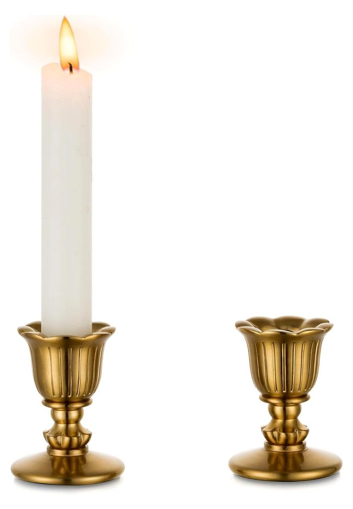 Vintage Kerzenständer Set für Stabkerzen aus Messing