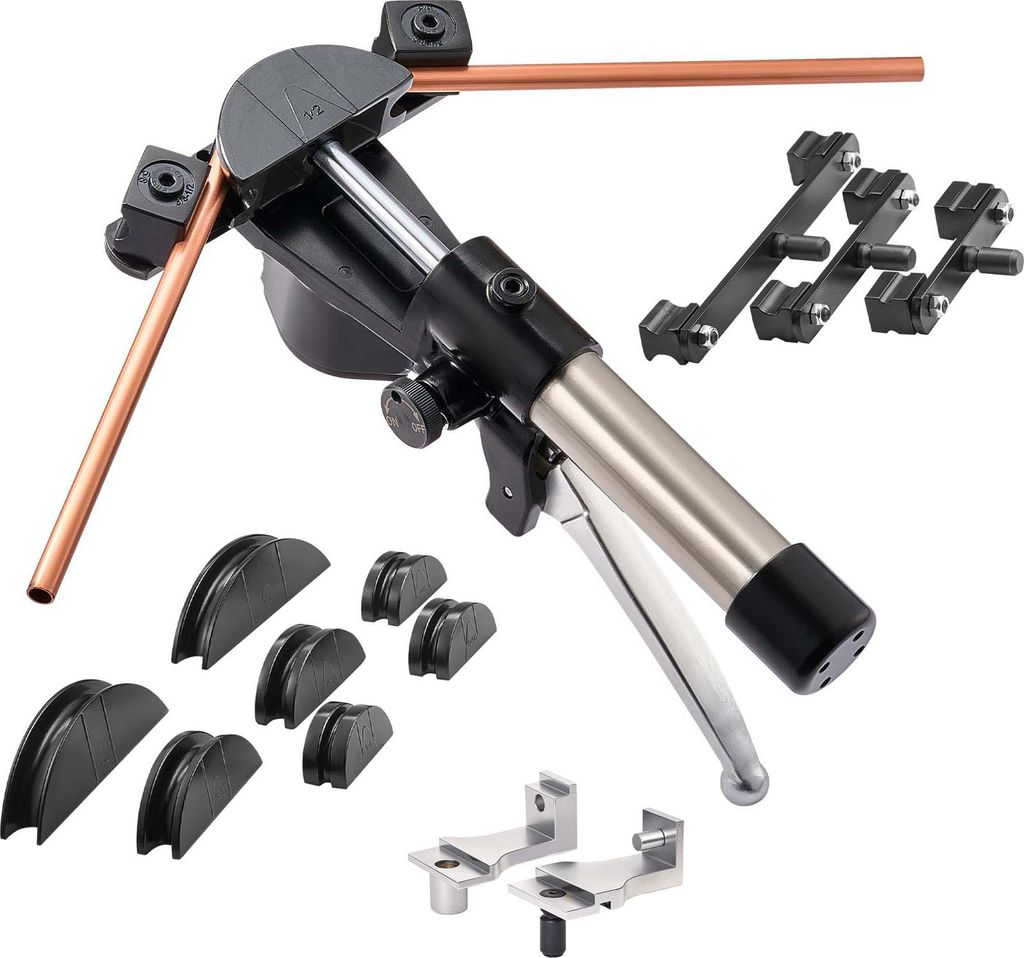SucceBuy Hydraulisches Rohrbiegegerät, 6-22 mm, Vorwärts-/Rückwärtsbiegewerkzeug-Set für HLK-Anwendungen, mit 7 Biegebacken aus Aluminiumlegie...