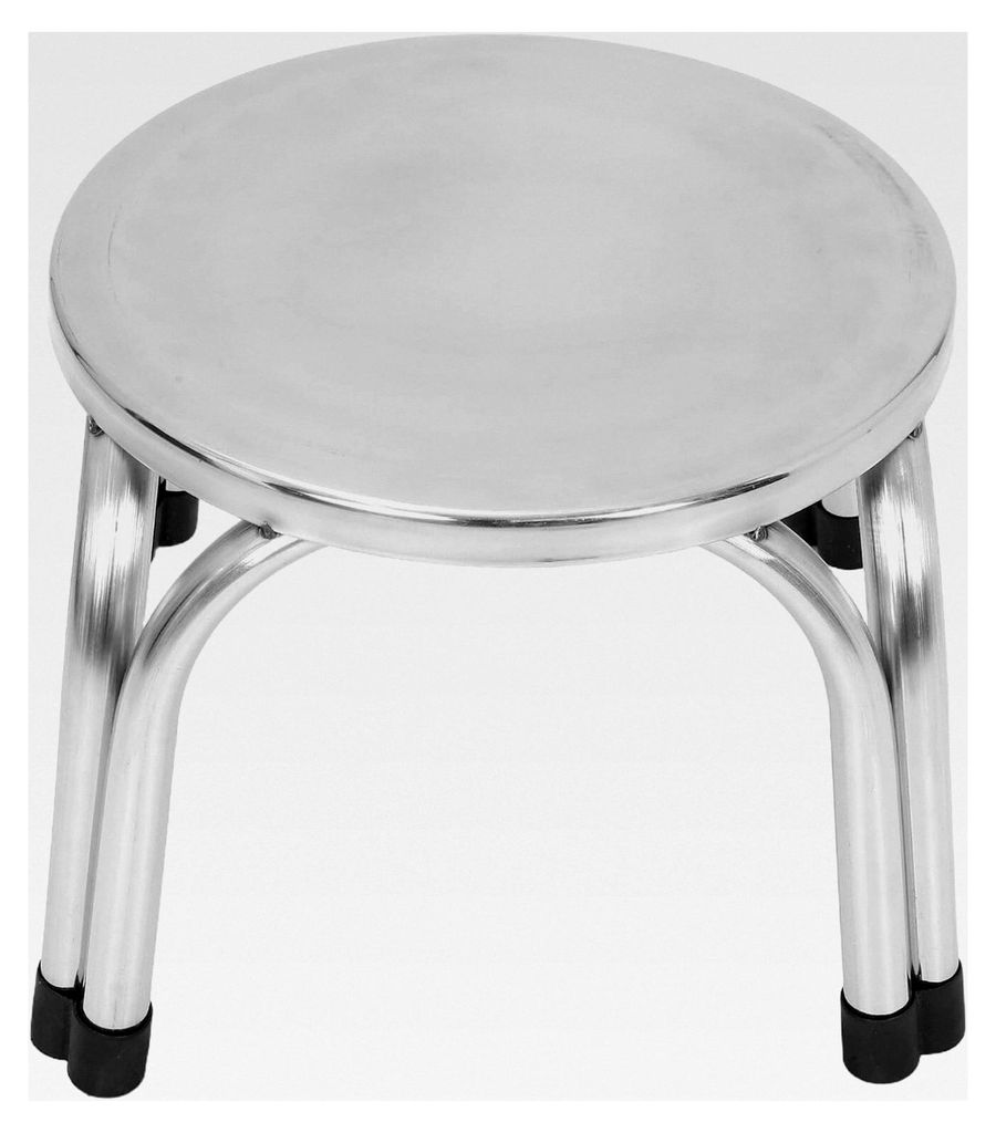 Edelstahl Tritthocker Kompakt 22cm Rutschfester Metallhocker für Küche, Bad und Garten