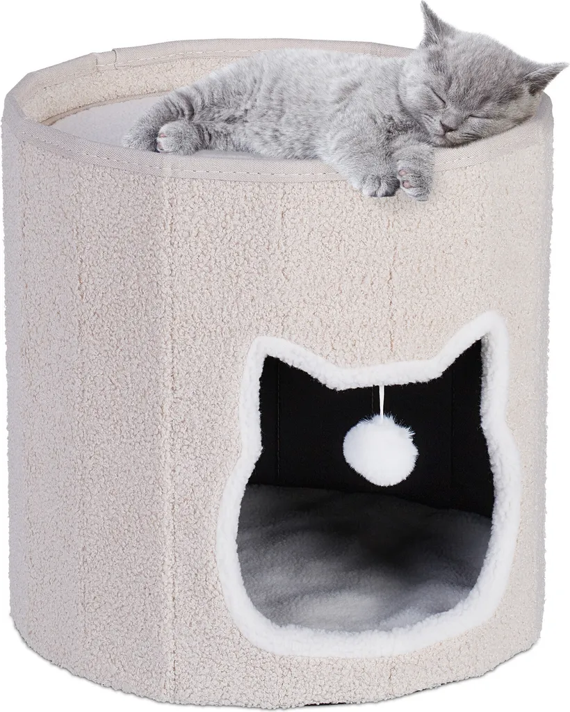 Cuccia Design Gatto Relaxdays Beige | Grotta Arredo Casa Moderna