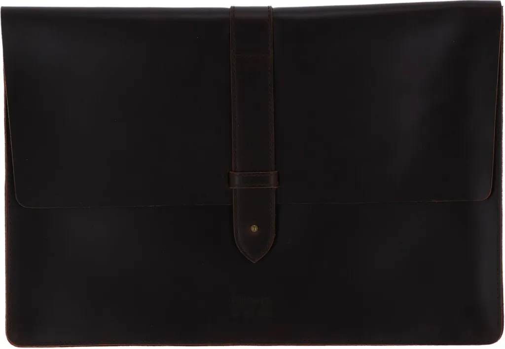 BUCKLE & SEAM Pelle custodia per laptop con scomparto per laptop Aspen Leather Laptop Sleeve Brown marrone scuro