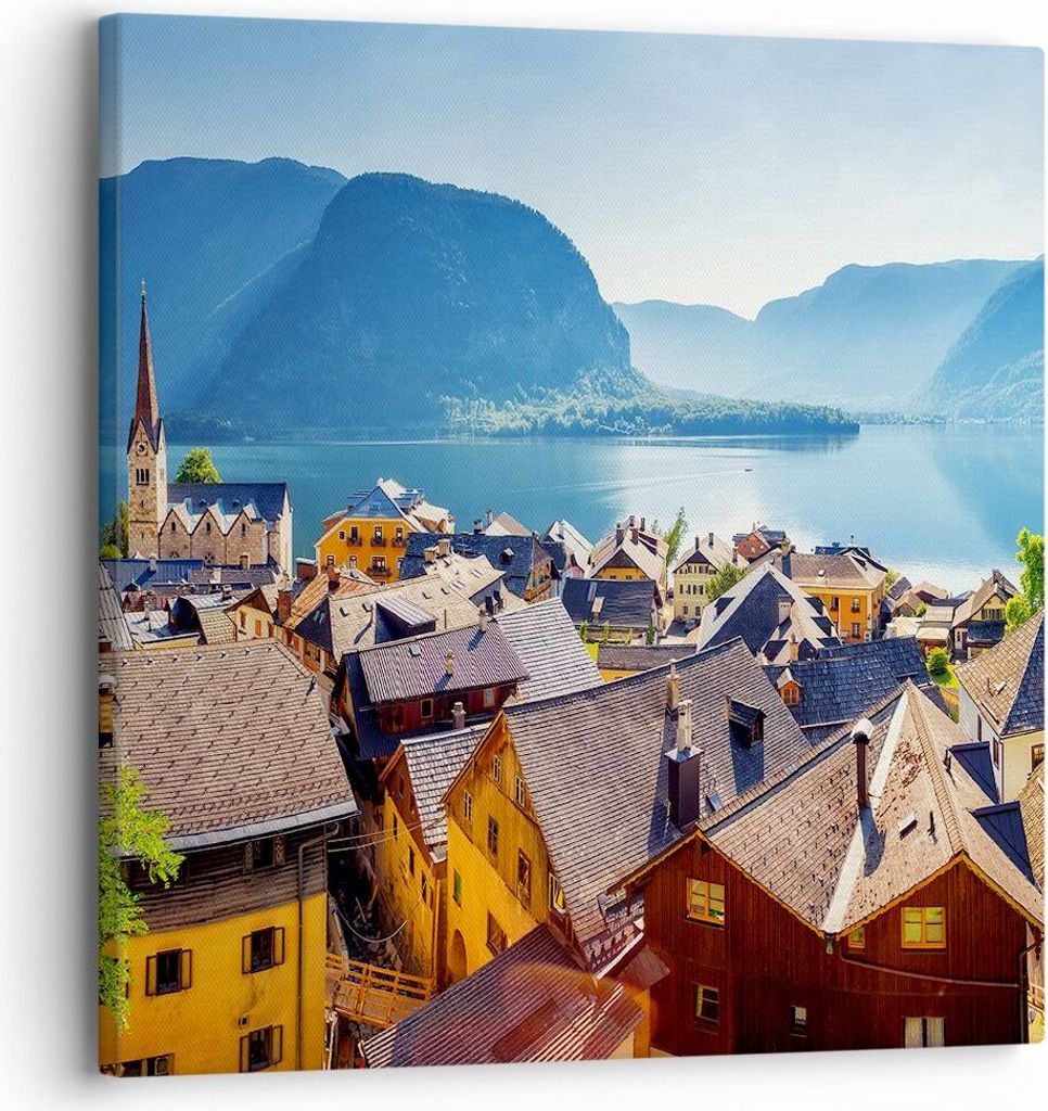 Bild auf Leinwand - Leinwandbild - Berge See Wasser - 30x30cm - Wand Bild - Wanddeko - Wandbilder - Leinwanddruck - Bilder - Kunstdruck - Wanddekor...