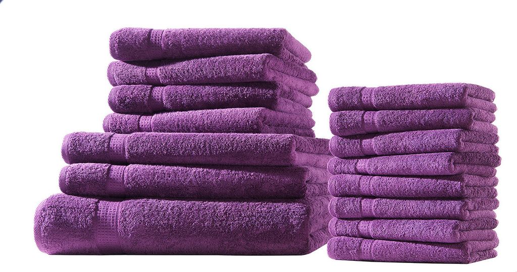 XXL-Set 15tlg Frotteetücher Elegance 100% Baumwolle 500 gsm Gästetücher Handtücher Duschtücher Badetücher aubergine