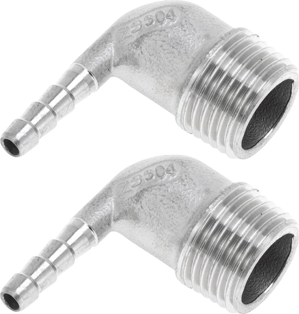 2 Stück Schlauchstutzen für Luft Wasser Öl Gas Kraftstoff 1/2" BSPT männlicher Edelstahlverbinder 15/64" OD Silberton 304 Edelstahl