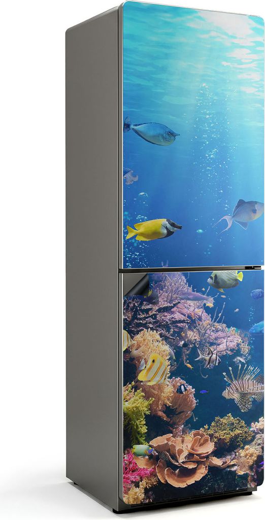 Die Unterwasserwelt der Korallen – Magnetische Kühlschrank Abdeckung – Dekorfolie magnetisch Küche – Kühlschrank Magnet Deko – selbstkle...
