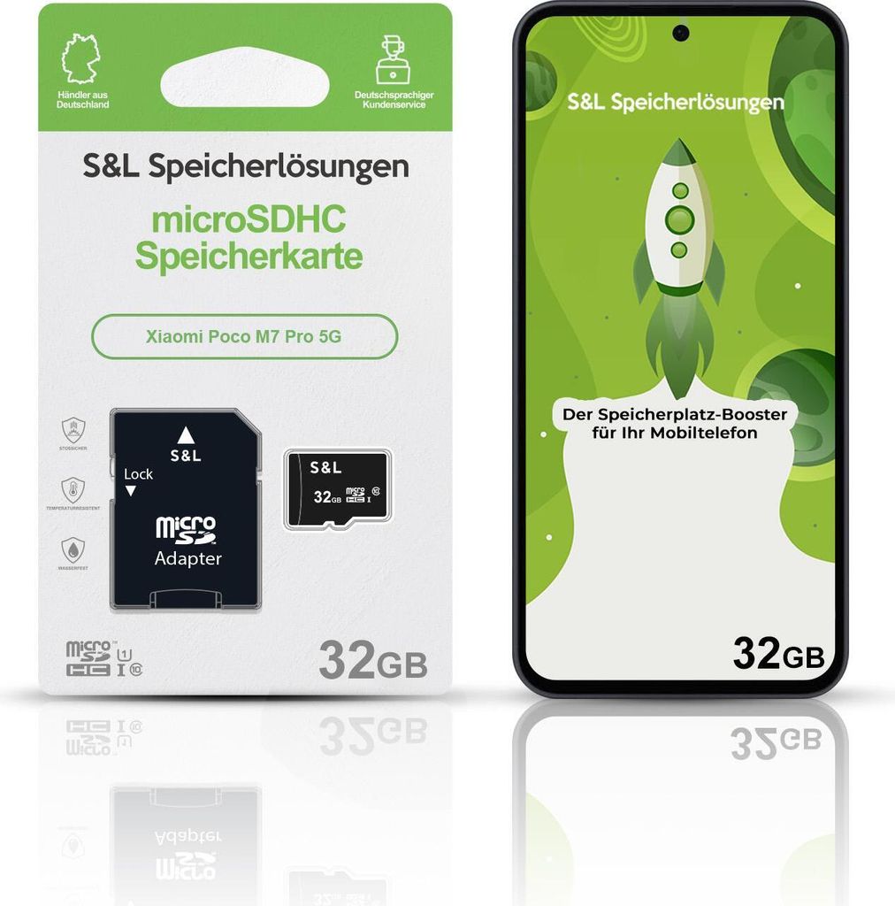 microSD Speicherkarte S&L für Xiaomi Poco M7 Pro 5G - Speicherkapazität: 32 GB