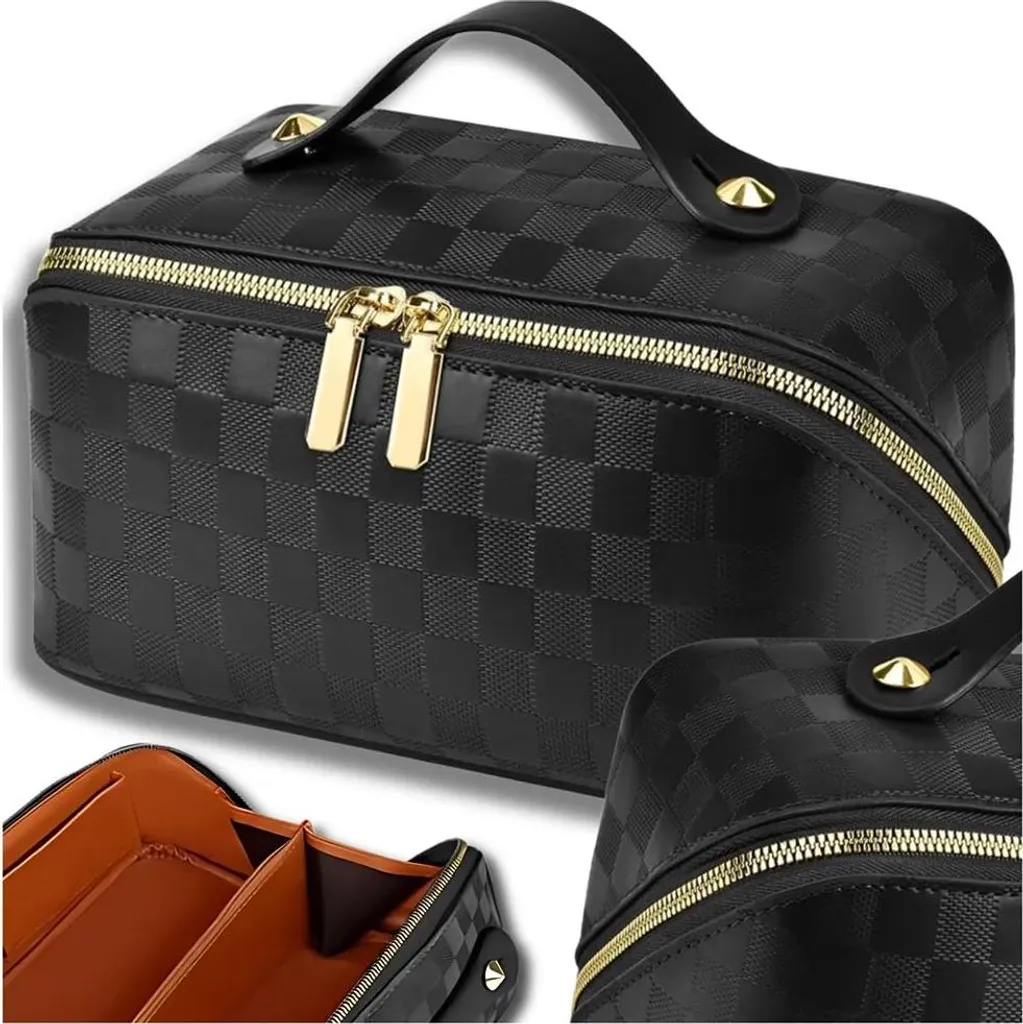 Trousse Trucchi Viaggio Ecopelle Nera 25cm - Organizer Make-up Chic - 2