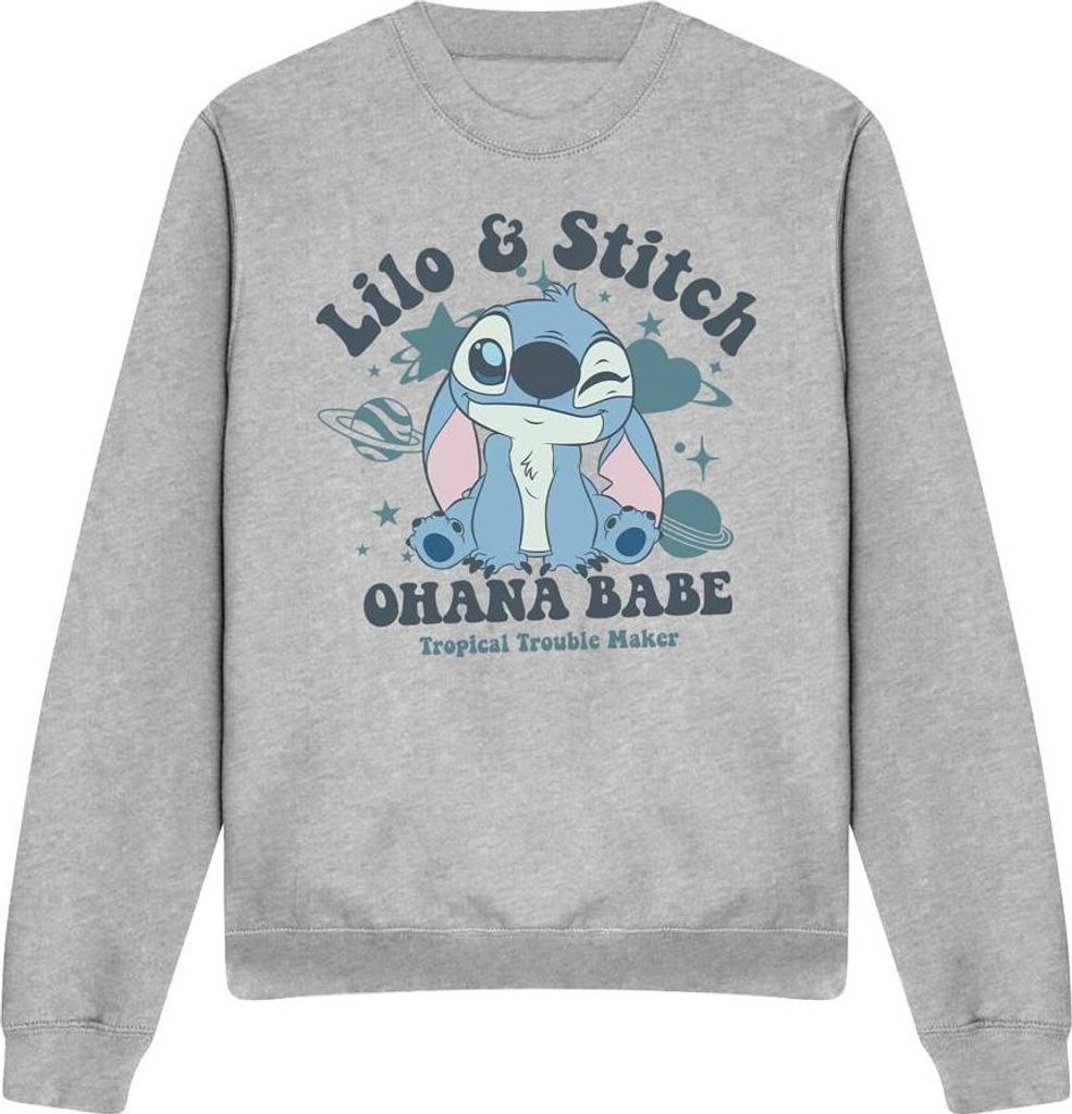 Lilo & Stitch - "Ohana Babe" Sweatshirt Rundhalsausschnitt für Herren/Damen Uni TV19810 (XL) (Grau meliert)