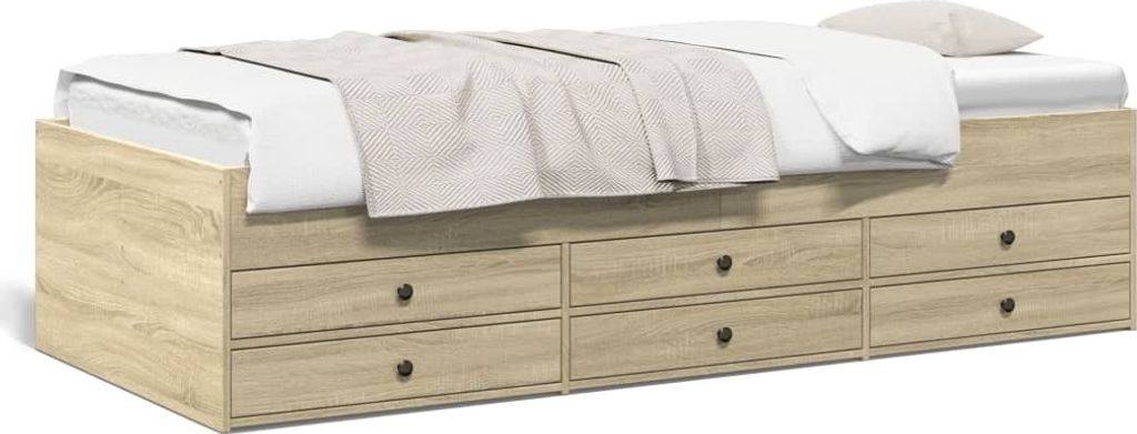 Design Tagesbett mit Schubladen Sonoma-Eiche 90x190 cm Holzwerkstoff, Klassische Betten 2024 Neu