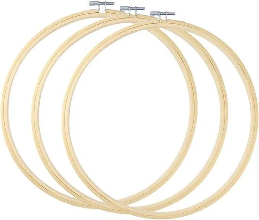 Lot de 3 cercles à broder ronds 20 cm en bambou naturel pour broderie