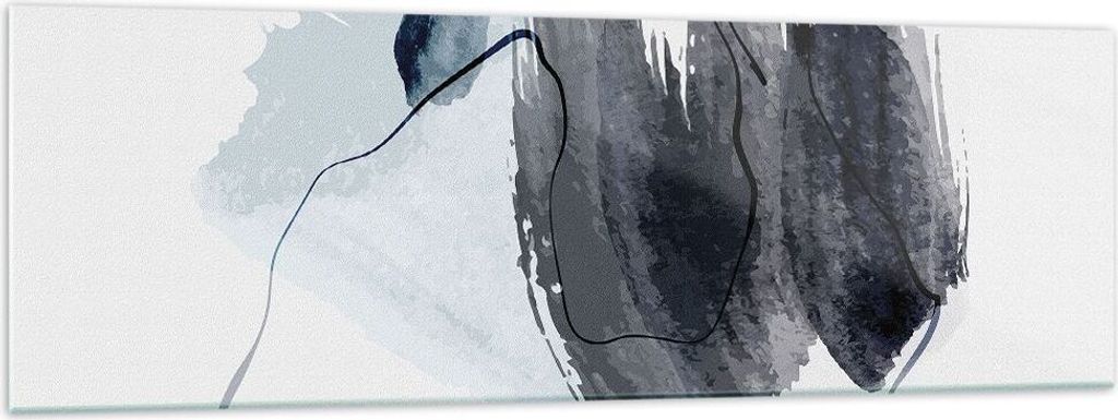 Bilder auf glas - Einteilig - Blau Grau Aquarell - 160x50cm - Glasbilder - Wandbilder - Bilder - zum Aufhängen bereit - Wanddekoration aus Glas - ...