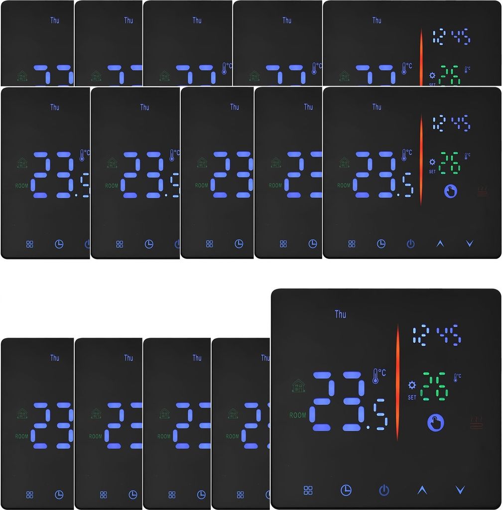 15x Digital Thermostat Raumthermostat fuer 16A Elektrische Heizung Fussbodenheizung,manueller/automatischer Modus, NTC-Induktion, LCD programmierbares