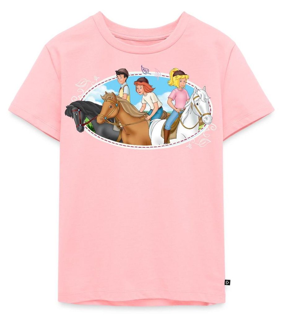 Spreadshirt Bibi Und Tina Ausritt Mit Freunden Kinder Premium T-Shirt, 110/116 (4 Jahre), Rosa