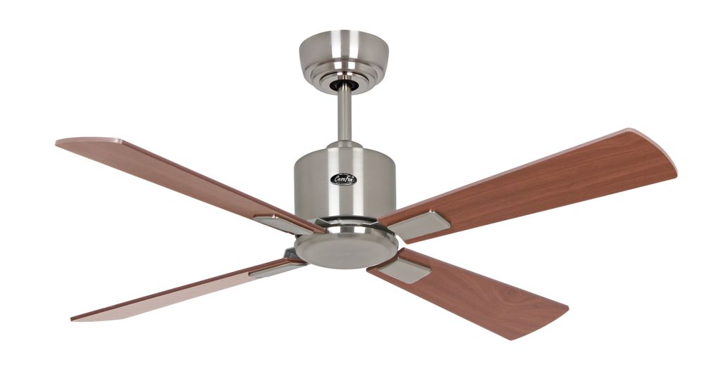 Energiespar Deckenventilator mit Fernbedienung Eco Neo III 103 cm Chrom gebürstet Flügel Nussbaum / Kirschbaum