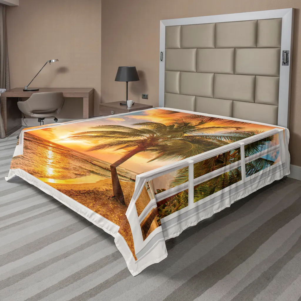 Drap de dessus décoratif 1 pièce imprimé Paysage de Plage Multicolore