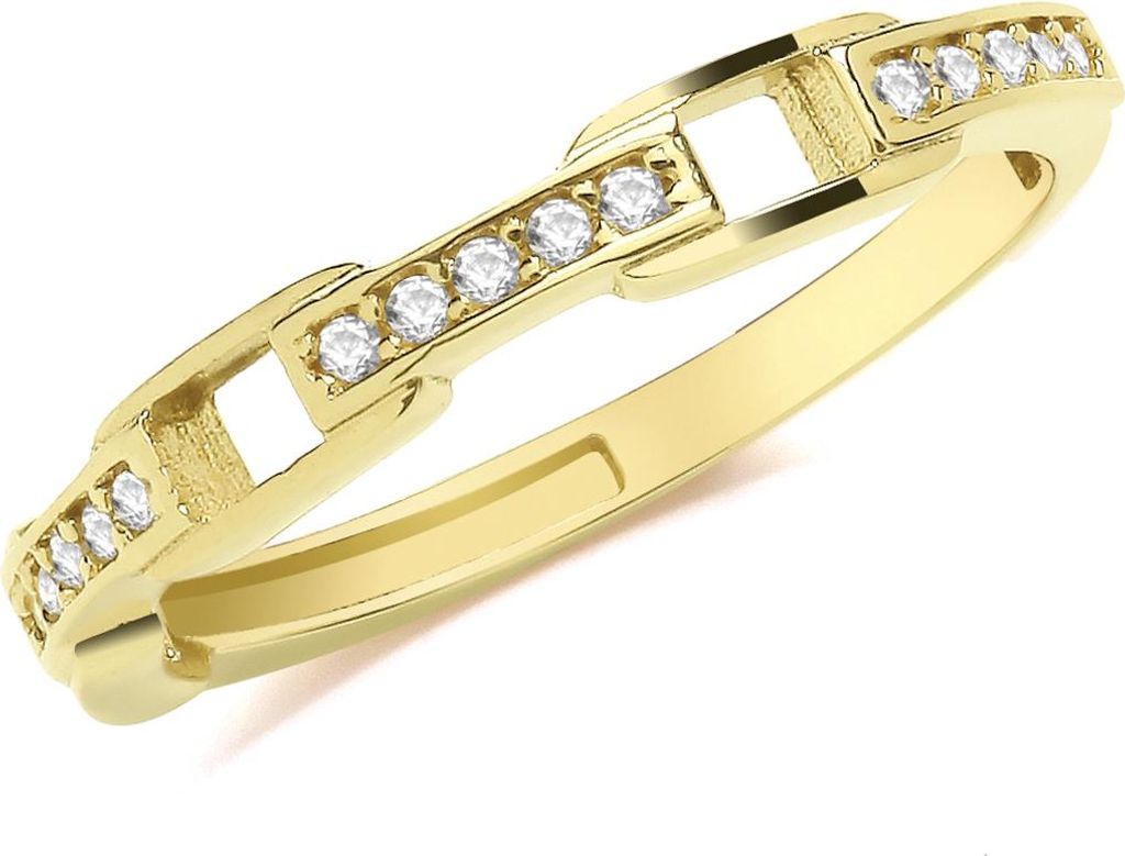 Modischer 9 Karat (375) Gold Damen - Ring mit Zirkonia, 61 (19.4); TRS36093RST