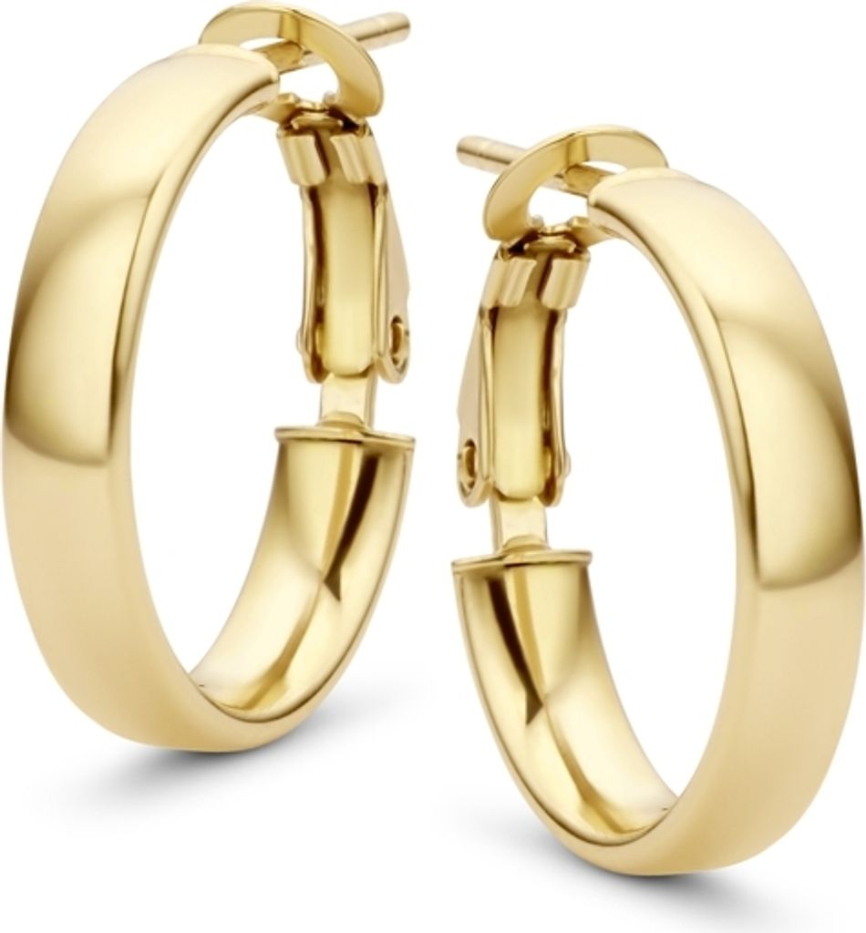 New Bling Goud 9NBG-0107 14KRT Geelgouden Oorringen Met Scharnier - Geel Goud - 19mm - Goud