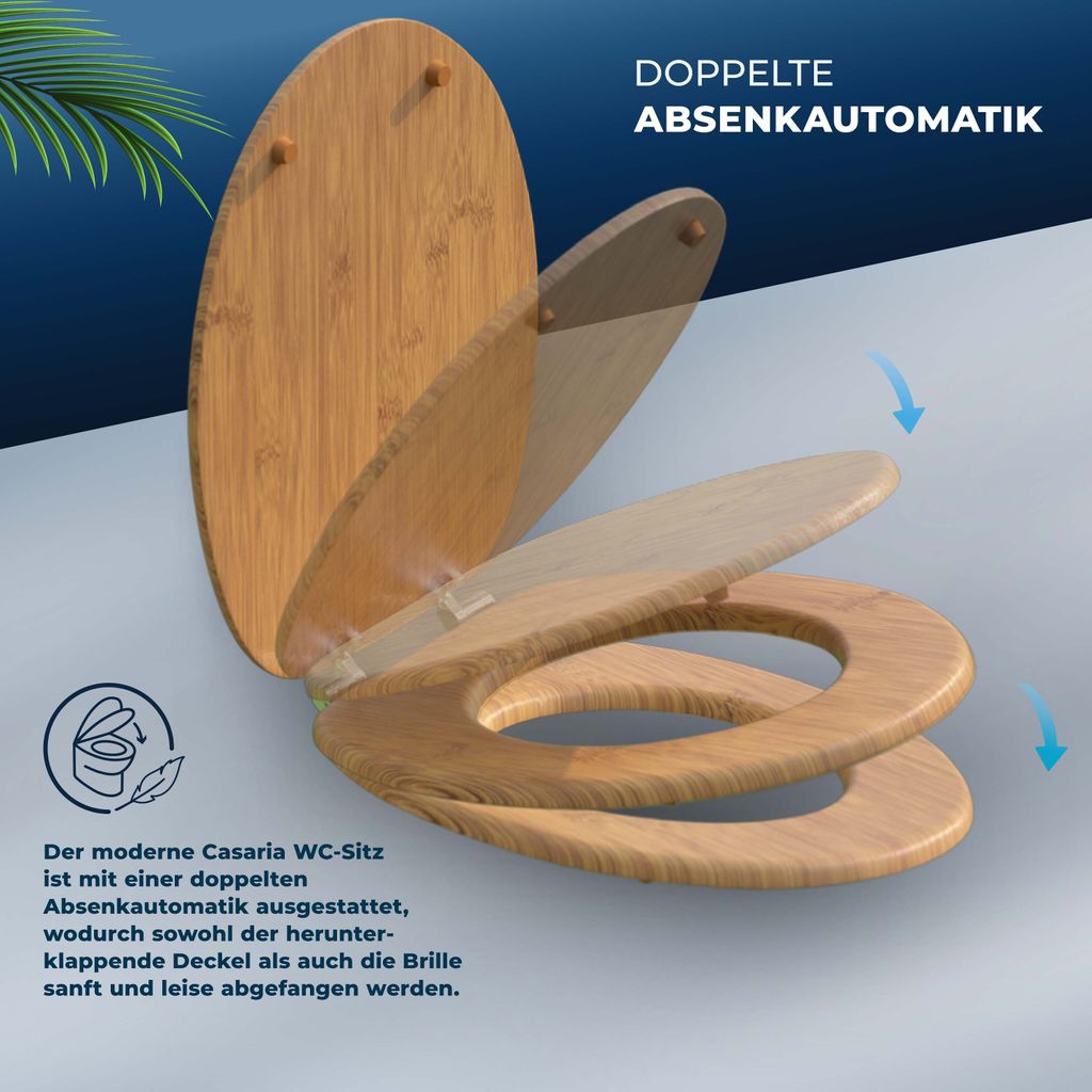 CASARIA® Toilettendeckel mit doppelter Absenkautomatik MDF Produktbild 4