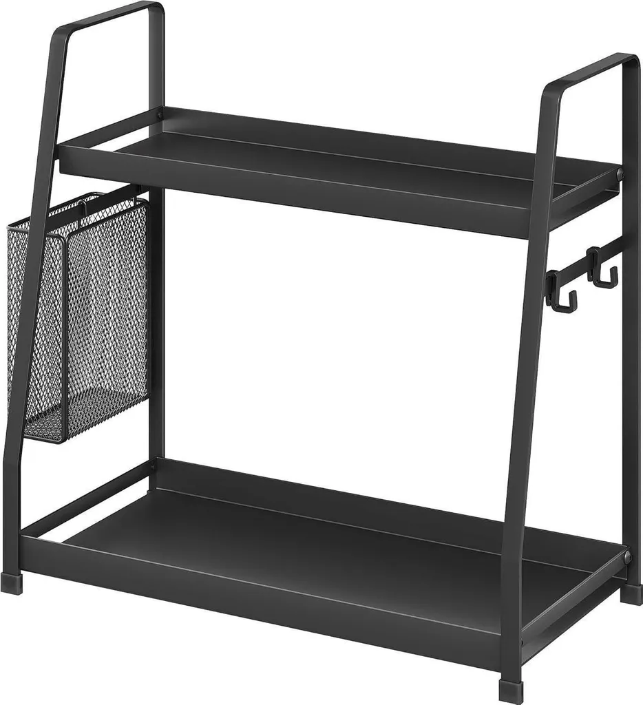 OROPY Étagère à Épices 2 Niveaux Réglable en Métal Noir pour Cuisine