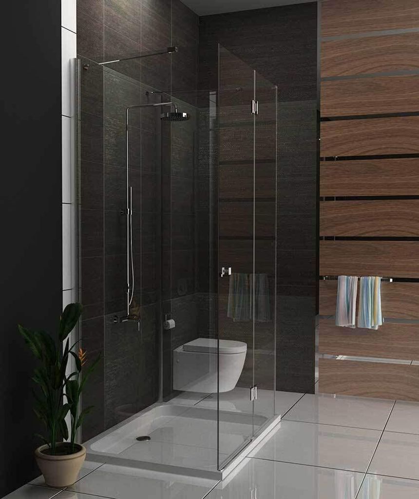Alpenberger Duschkabine U Form | Duschkabine 3 Seitig Duschabtrennung mit Antikalk | Komplettdusche aus ESG Sicherheitsglas | Glasdusche mit Pendel...