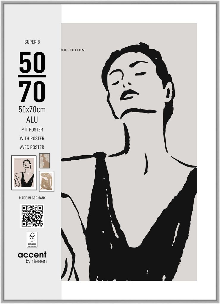 accent by nielsen Aluminium Bilderrahmen Super 8, 50x70 cm, Silber matt