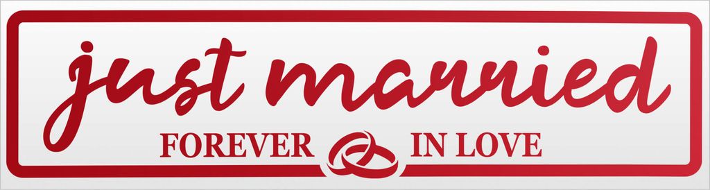 Kiwistar Just Married Forever in Love Magnetschild Schild magnetisch - 30cm Rot - reflektierend - Magnetfolie für Auto PKW Kfz