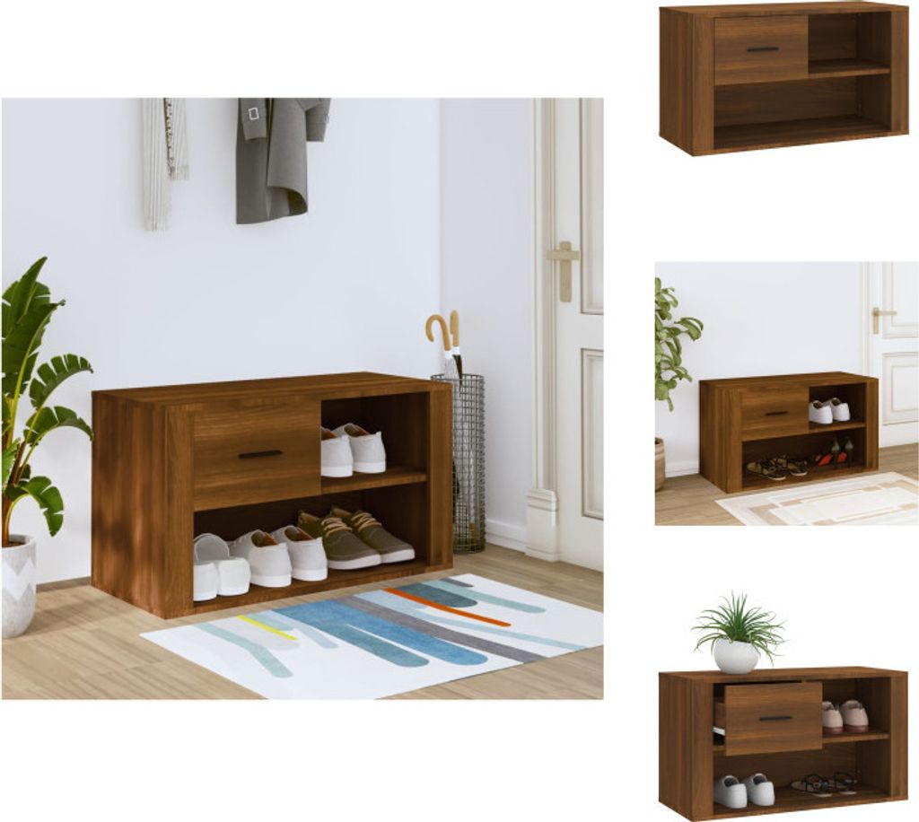 vidaXL Schuhschrank Braun Eichen-Optik 80x35x45 cm Holzwerkstoff - Schuhregale & -schränke