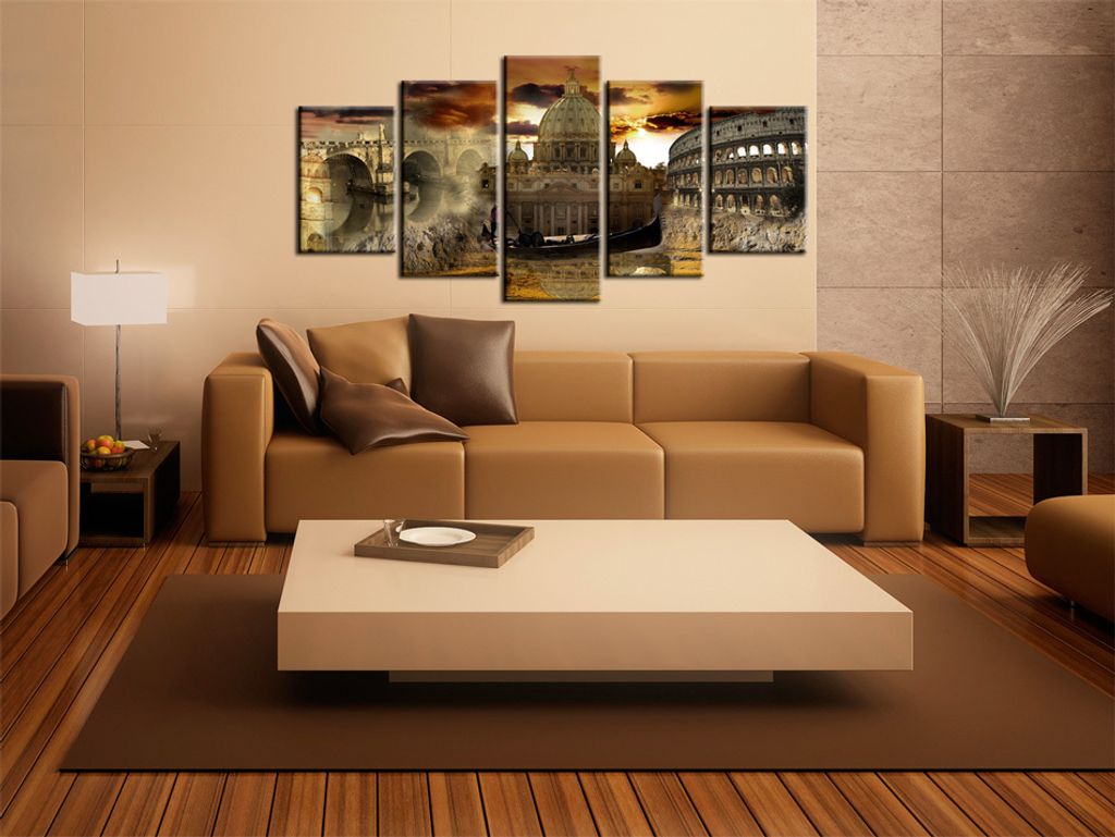 Akustikbild Italien Kolosseum 200x100 cm Bilder Akustikschaum Hochleistungsschallabsorber Schallschutz Leinwand 5 tlg Wandbild Raumakustik Schalld...