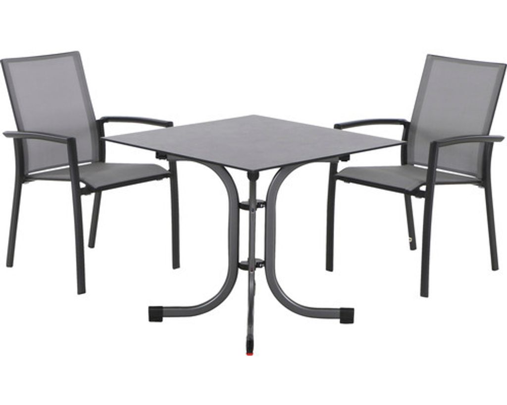 Dining-Set Siena Garden Velia SET 3-teilig Sola 80 x 80 2 x Sessel anthrazit, 80 x 80 cm, HPL