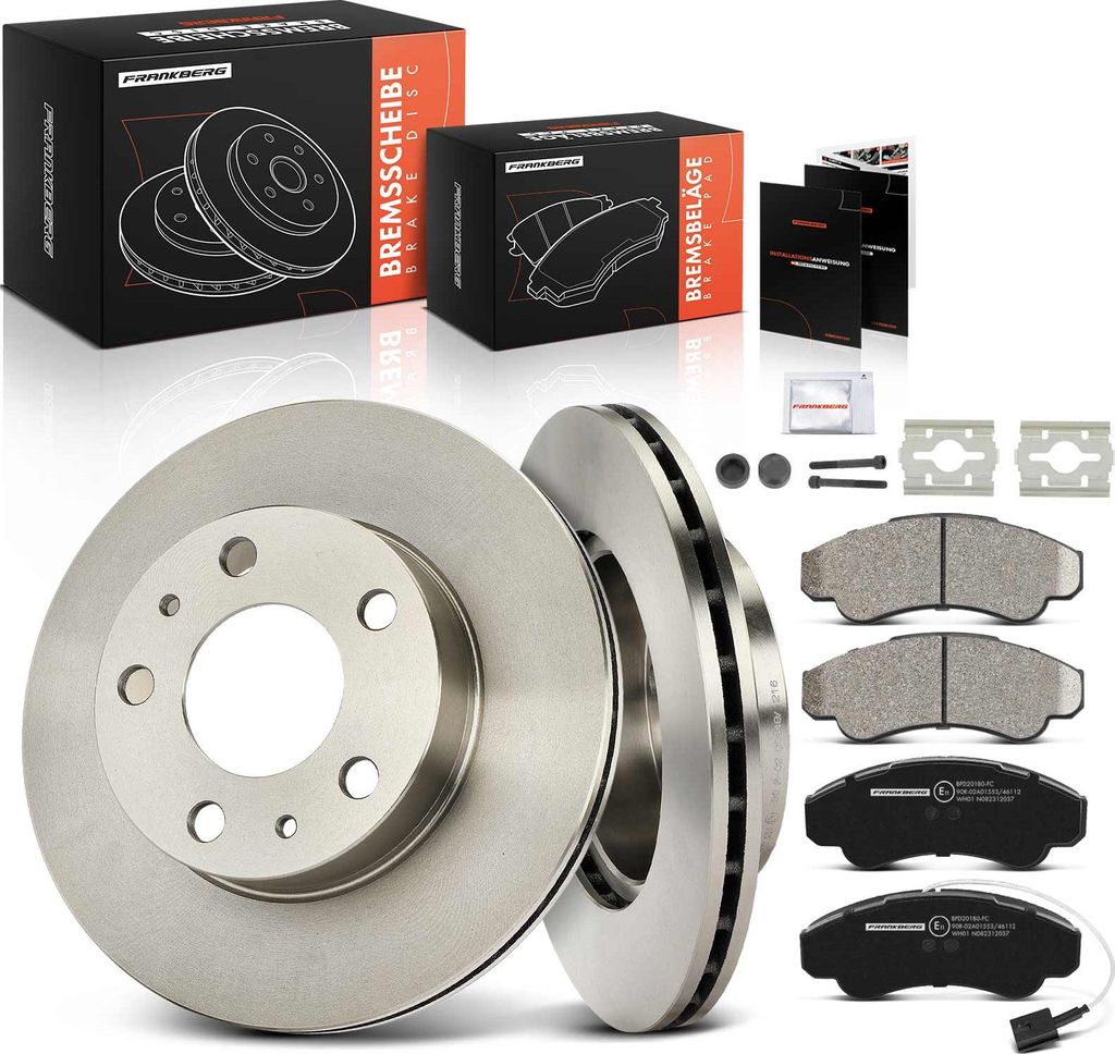 Frankberg 2x Bremsscheiben 4x Bremsbeläge Vorderachse für Citroën Jumper Fiat Ducato Peugeot Boxer