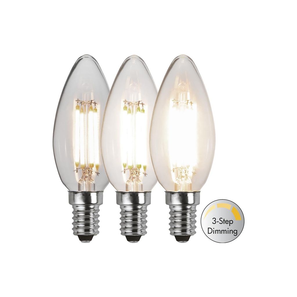 LED-Leuchtmittel Clear 3-Step Memory Kerze E14 42W 50-470lm warmweiß