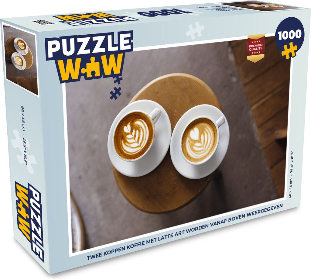 MuchoWow Puzzle 1000 Teile Zwei Kaffeetassen mit Latte Art werden von oben gezeigt - Erwachsene - Rätsel