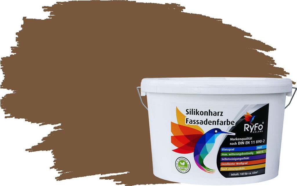 RyFo Colors Silikonharz Fassadenfarbe Lotuseffekt Trend Dunkelbraun 10l - bunte Fassadenfarbe, weitere Braun Farbtöne und Größen erhältlich, De...