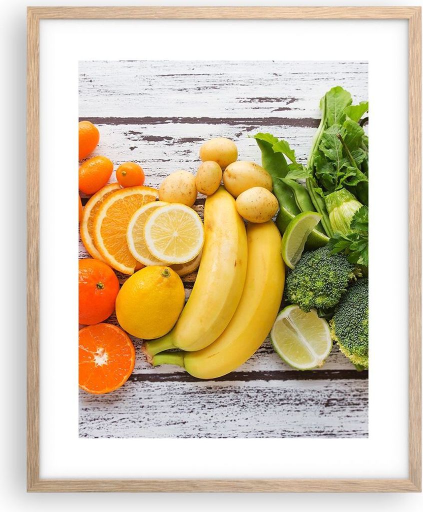 Gerahmtes Poster - Rahmen in heller Eiche - Essen Gemüse Essen frisch - 40x50 cm - Wand Bild - Wanddeko - Wandbilder - Wandposter - Bilderrahmen -...
