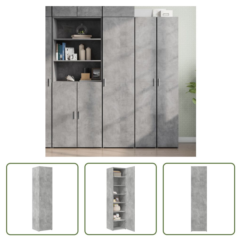 The Living Store Highboard Betongrau 45x42,5x185 cm Holzwerkstoff
