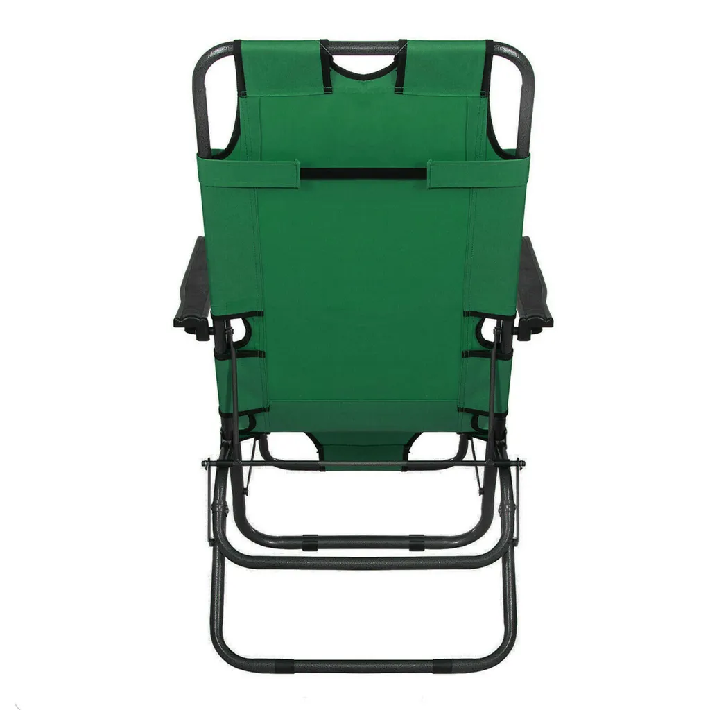 Bain de soleil pliable vert SPRINGOS - Transat de jardin métal robuste