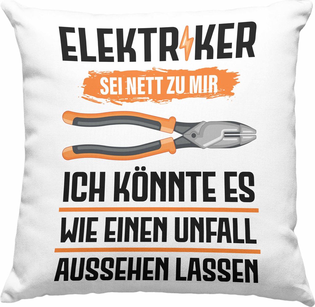 Trendation - Elektriker Deko-Kissen mit Füllung 40x40 Spruch Männer Geschenk Lustig Gadget Geschenke Kaffeebecher (Rosa)