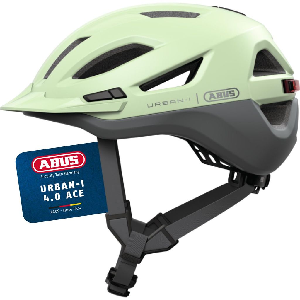 ABUS Stadthelm Urban-I 4.0 ACE - Fahrradhelm mit aufladbarem Rücklicht, 4 Leuchtmodi, Schirm, Zopf-Öffnung und magnetischem Verschluss - für Jug...