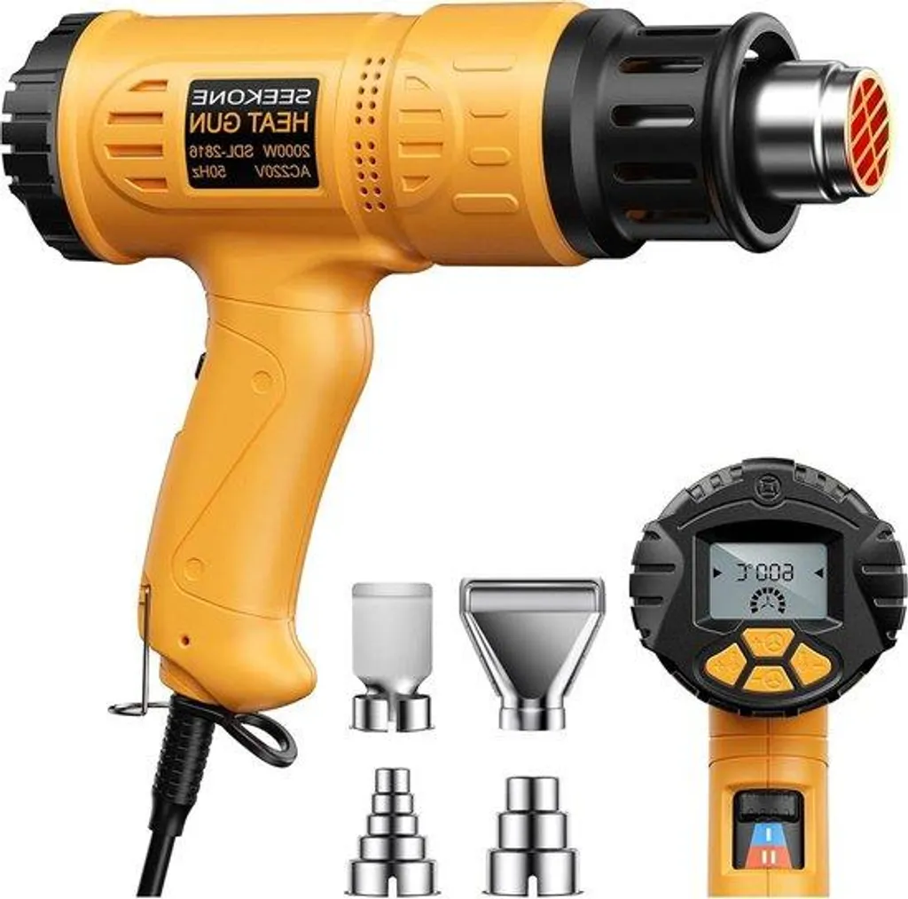 Pistolet à Air Chaud Professionnel 2000W avec Réglage Digital 600 °C