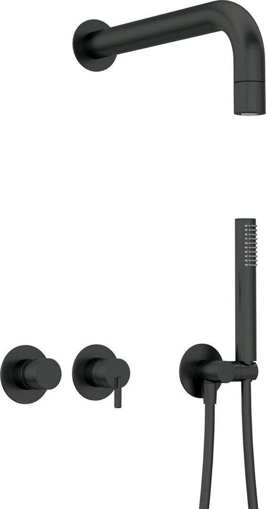 Concealed shower set with hand shower - with horizontal mixer