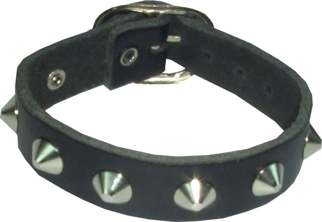 Schwarzes 1-reihiges Nietenarmband mit Spitznieten Produktbild 