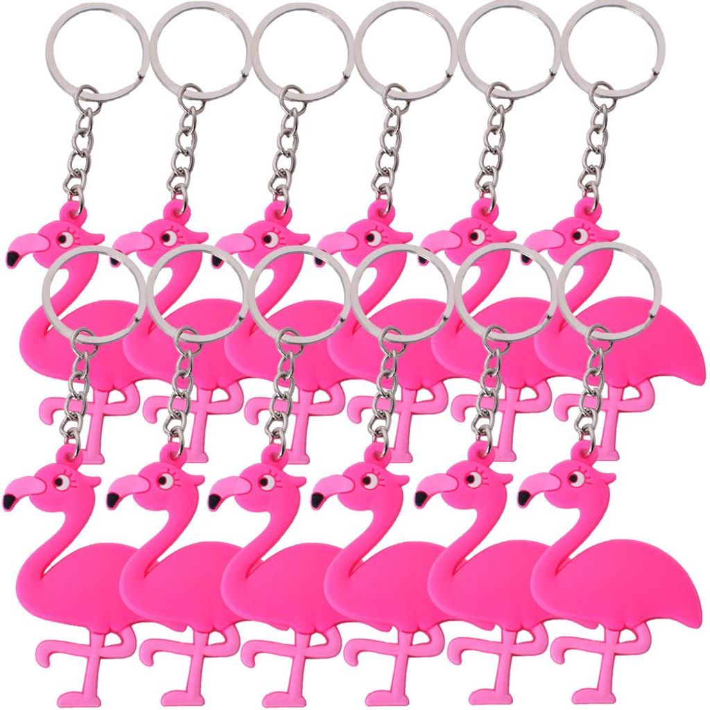 12 portachiavi con ciondolo a forma di fenicottero rosa, Immagine del prodotto 
