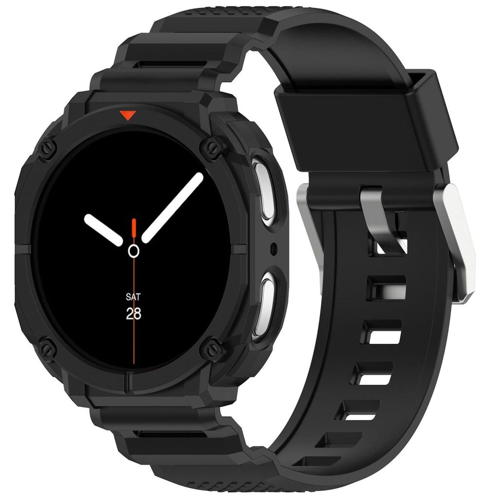 TPU Hülle mit Armband für Samsung Galaxy Watch 8 40mm integriert 2 in 1 Schwarz