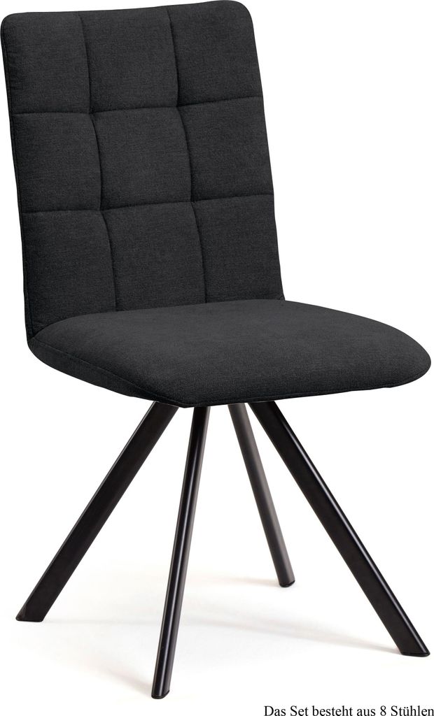 Esszimmerstuhl (8er-Set) Dayla 47x91x60 Schwarz/Anthrazit