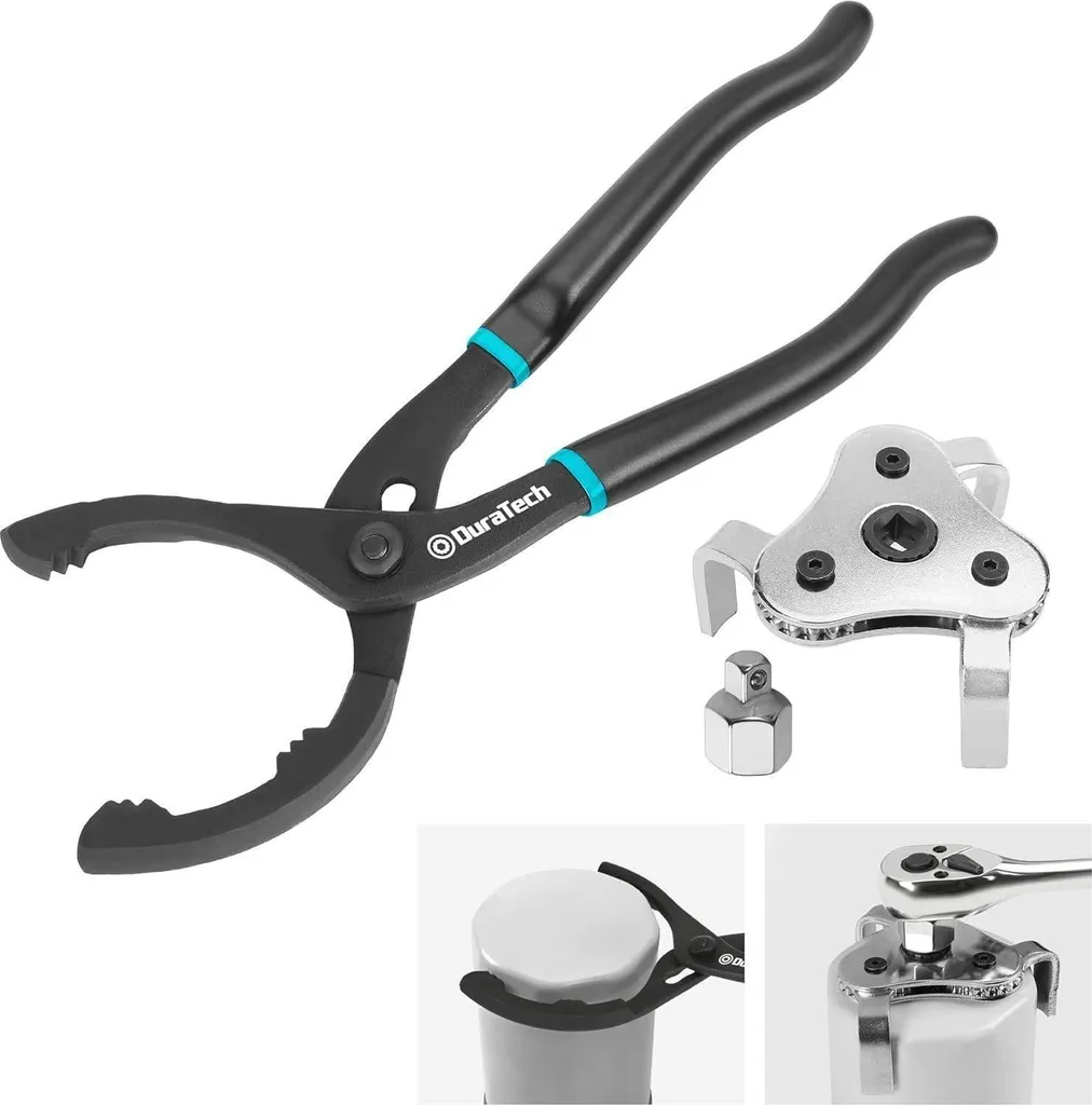 DURATECH Jeu de 2 Pinces pour Filtre à Huile Réglables - Acier Carbone