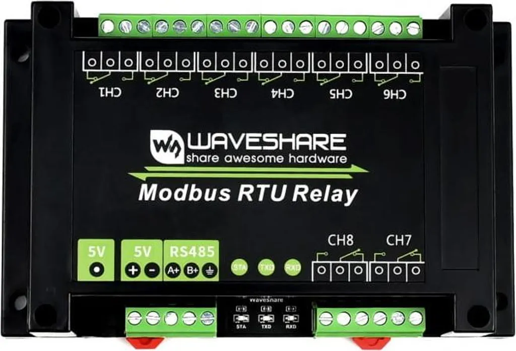 Module Rail Din 8 Canaux Relais RS485 Modbus RTU avec Isolation Optique