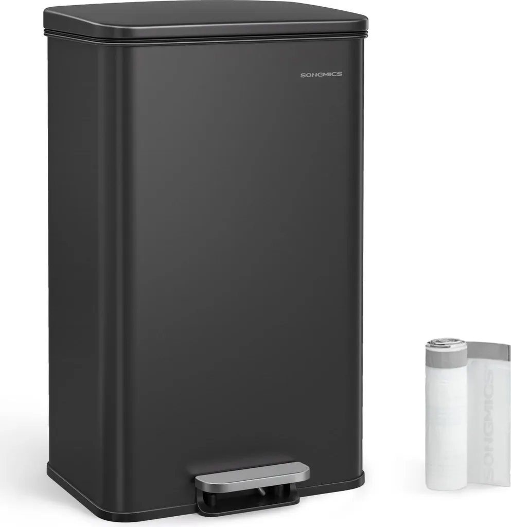 Poubelle de cuisine à pédale 40L noir mat haute qualité modèle Zenio Z40